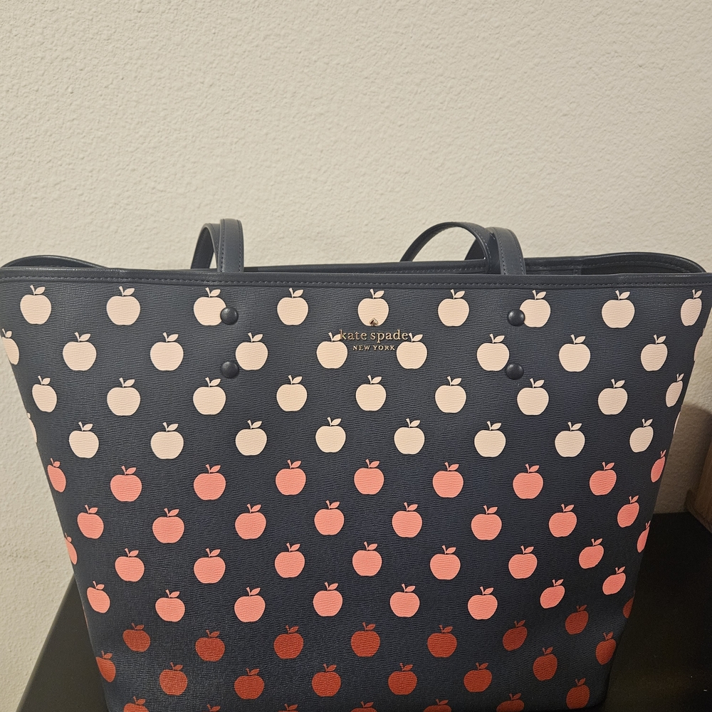 Kate Spade Navy and Pink Apple Tote